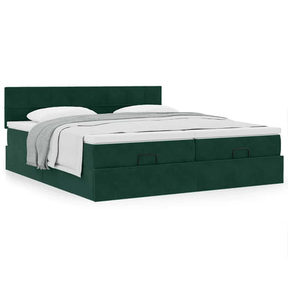 Ottoman bed met matrassen 160x200cm fluweel donkergroen