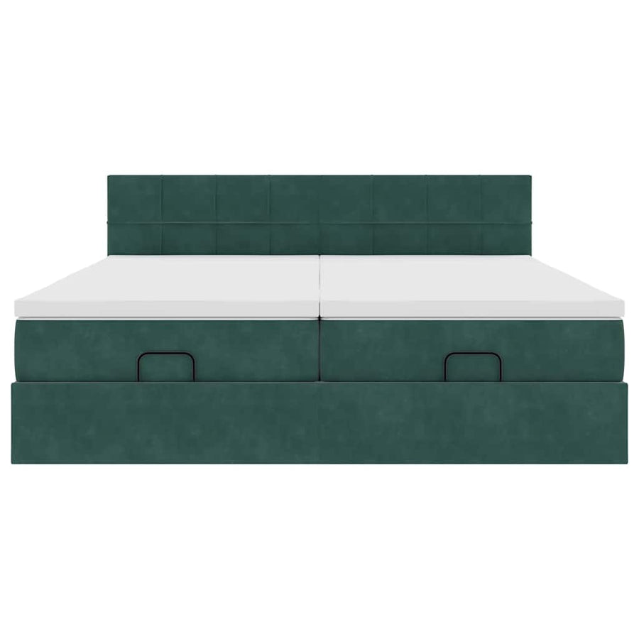 Ottoman bed met matrassen 160x200cm fluweel donkergroen