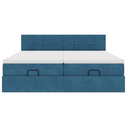 Ottoman bed met matrassen 160x200cm fluweel donkerblauw