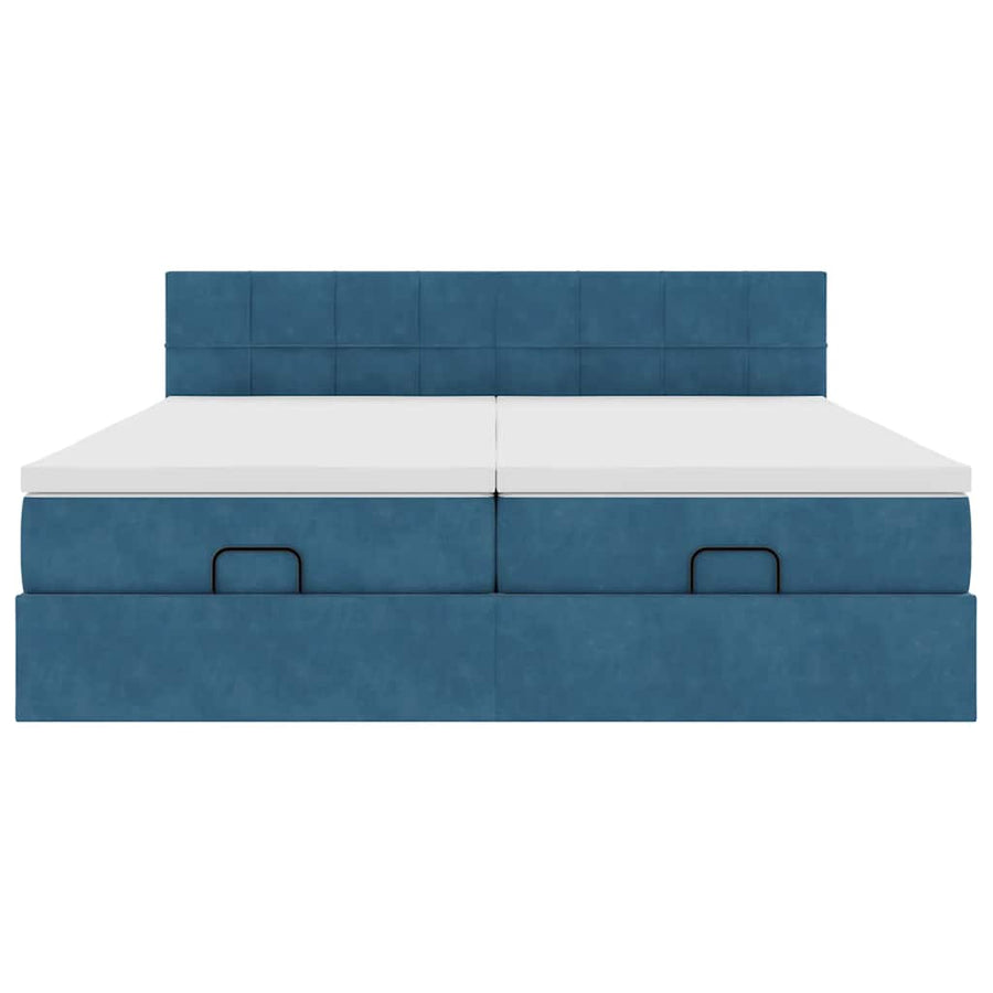 Ottoman bed met matrassen 160x200cm fluweel donkerblauw