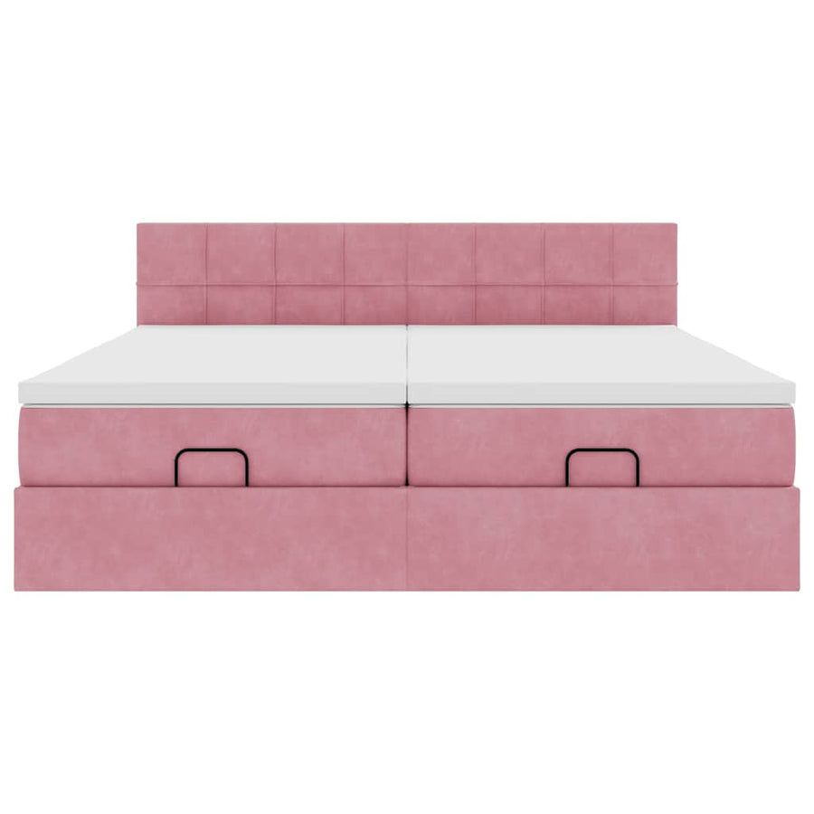 Ottoman bed met matrassen 160x200cm fluweel roze