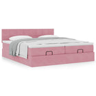 Ottoman storage bed with mattresses 160x200cm velvet pink