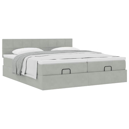 Ottoman bed met matrassen 180x200cm fluweel lichtgrijs
