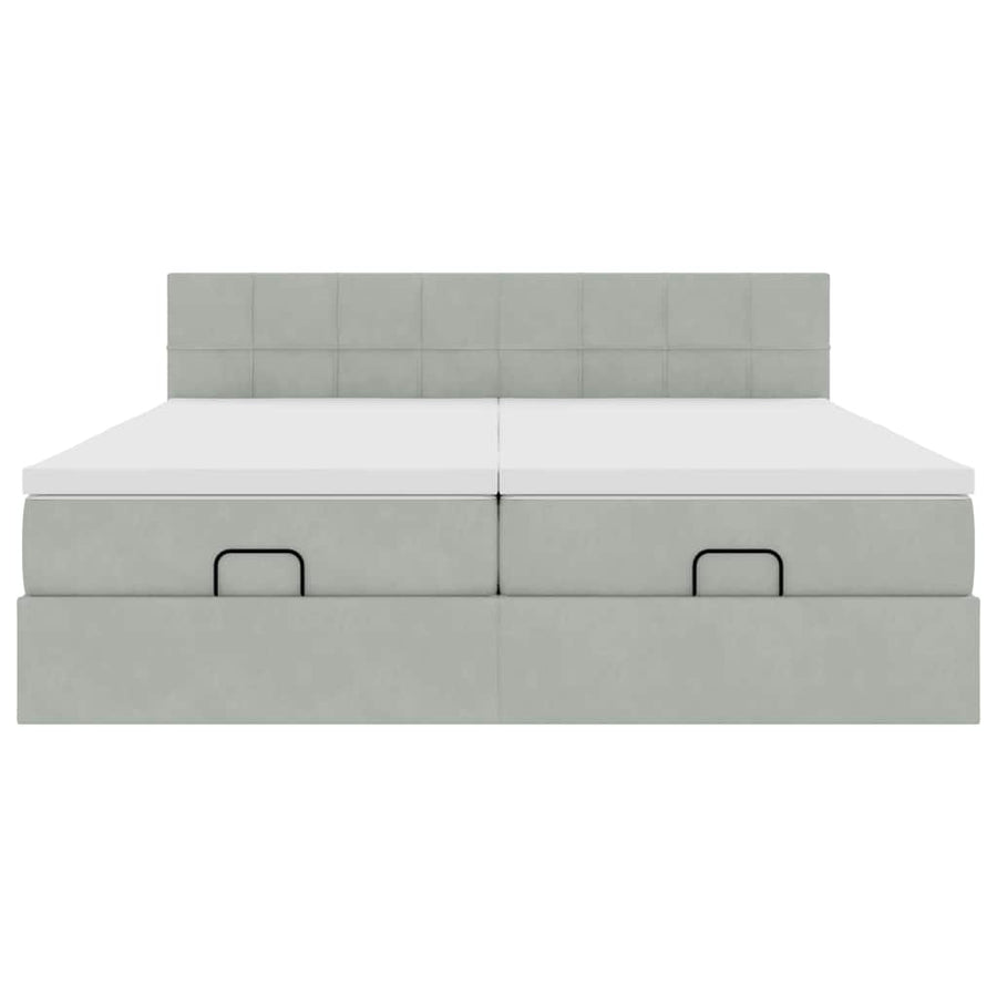 Ottoman bed met matrassen 180x200cm fluweel lichtgrijs