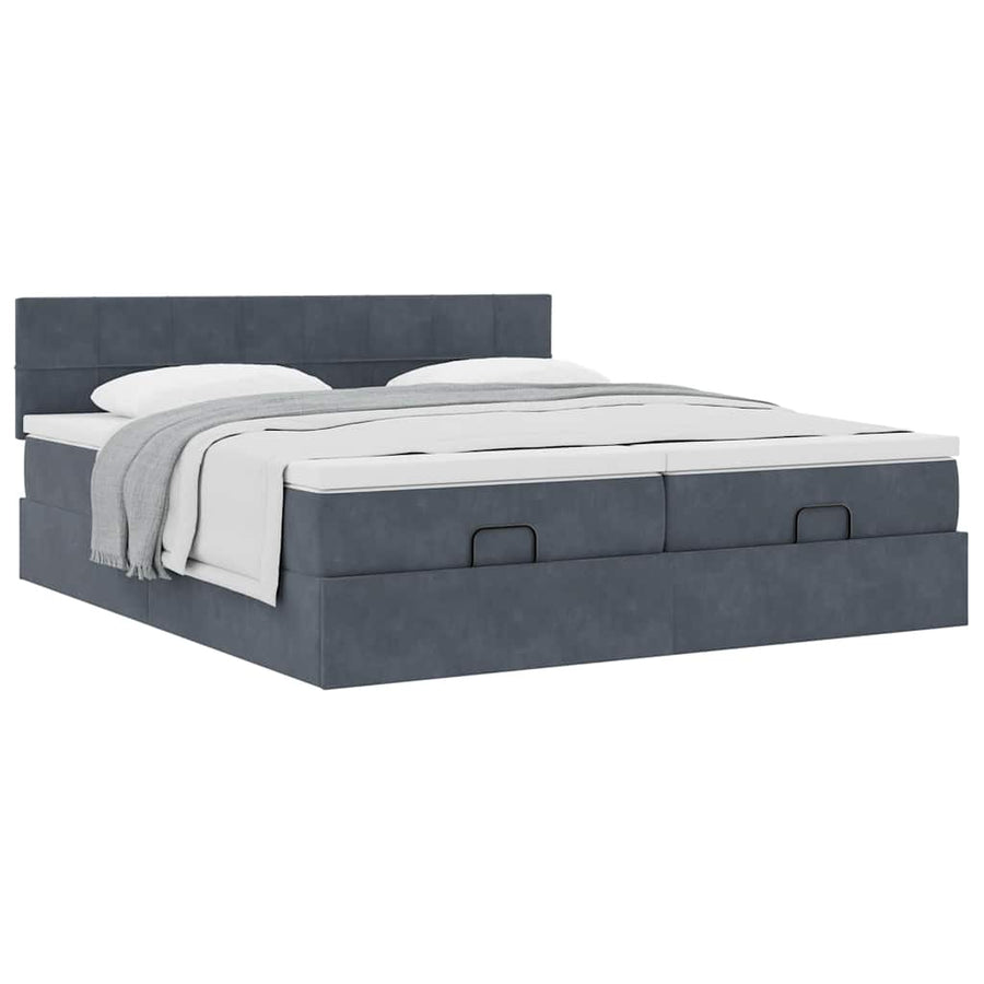 Ottoman bed met matrassen 180x200cm fluweel donkergrijs
