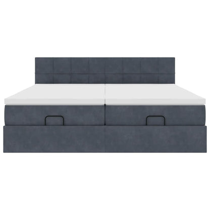Ottoman bed met matrassen 180x200cm fluweel donkergrijs