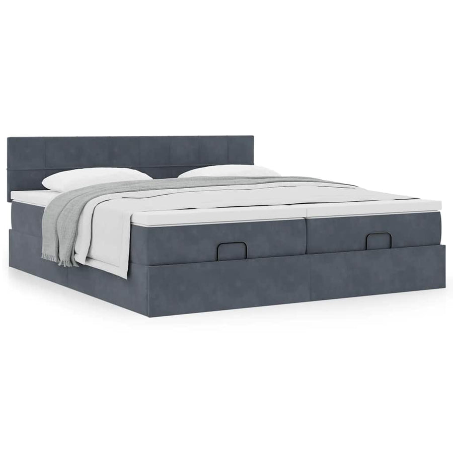 Ottoman bed met matrassen 180x200cm fluweel donkergrijs