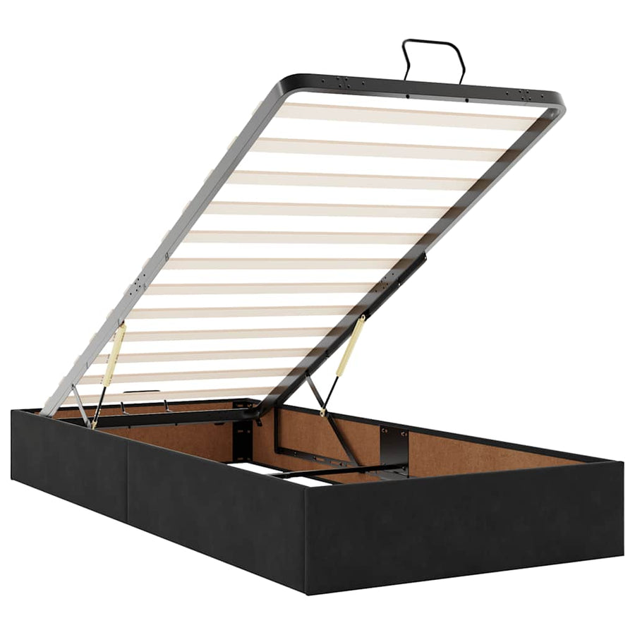 Ottoman Bed Met Matrassen 180X200Cm Fluweel 180 x 200 cm Zwart