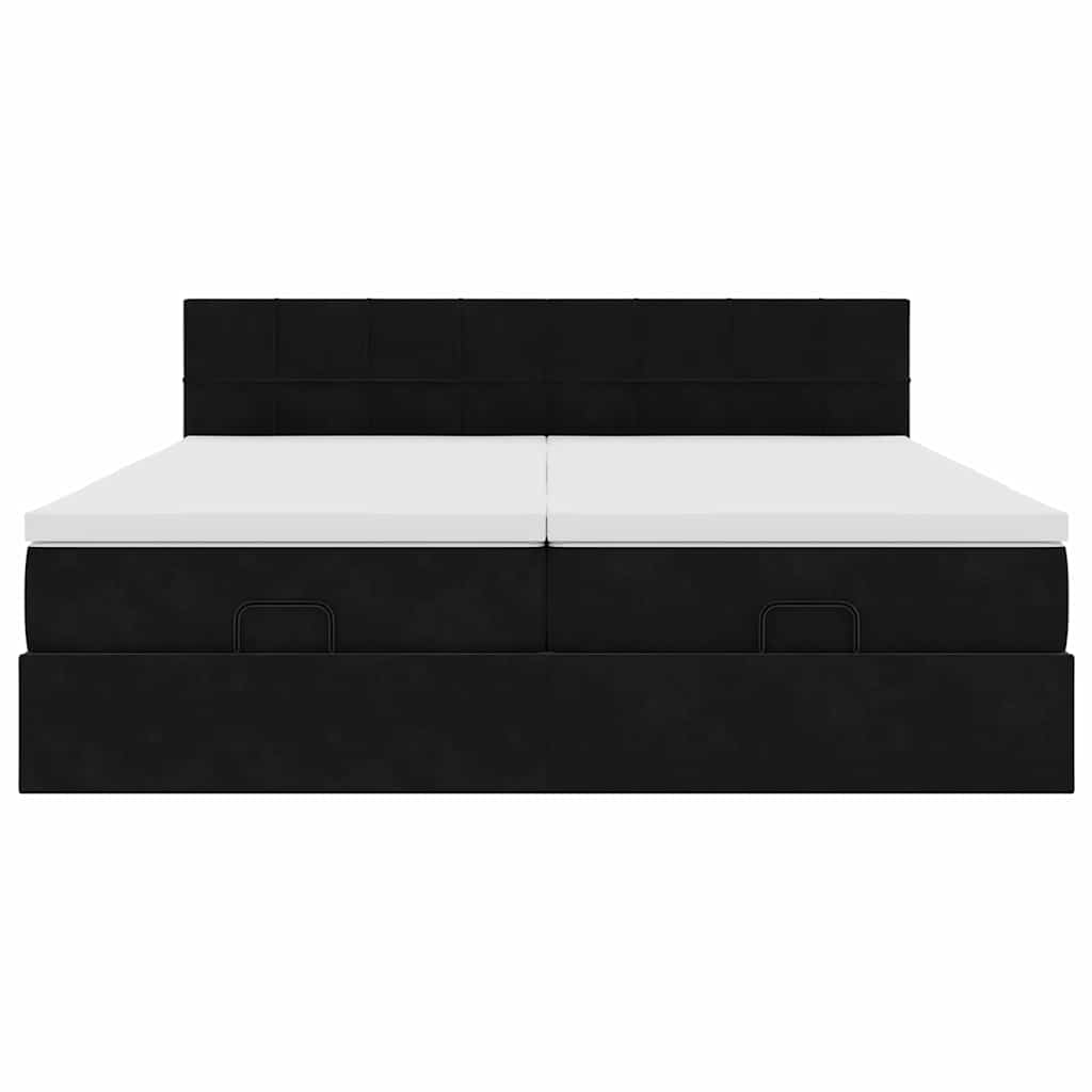 Ottoman Bed Met Matrassen 180X200Cm Fluweel 180 x 200 cm Zwart