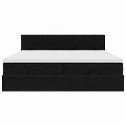 Ottoman Bed Met Matrassen 180X200Cm Fluweel 180 x 200 cm Zwart
