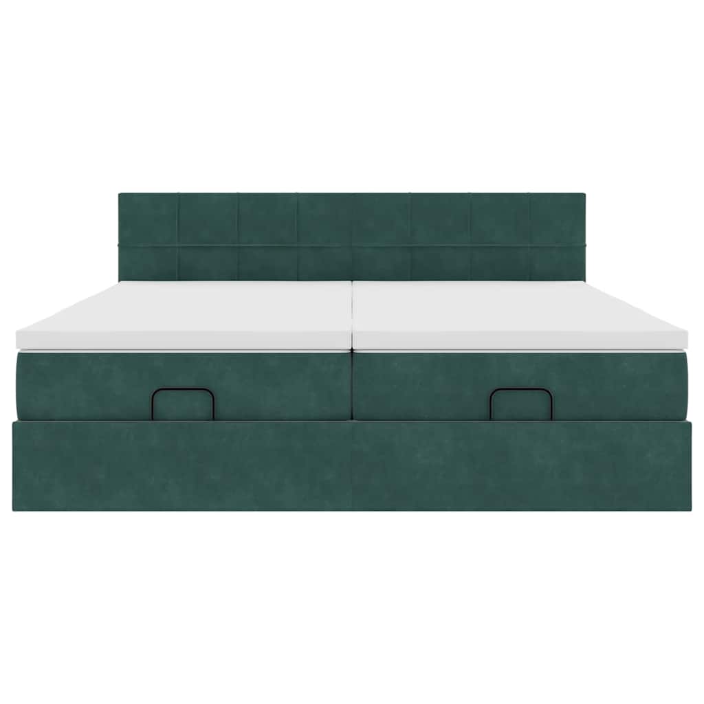 Ottoman bed met matrassen 180x200cm fluweel donkergroen