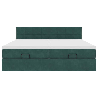 Ottoman bed met matrassen 180x200cm fluweel donkergroen