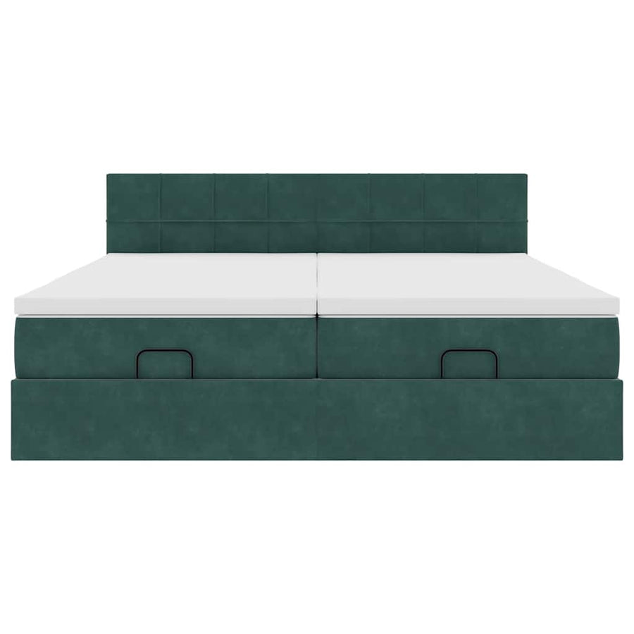 Ottoman bed met matrassen 180x200cm fluweel donkergroen