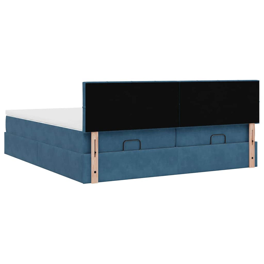 Ottoman bed met matrassen 180x200cm fluweel donkerblauw