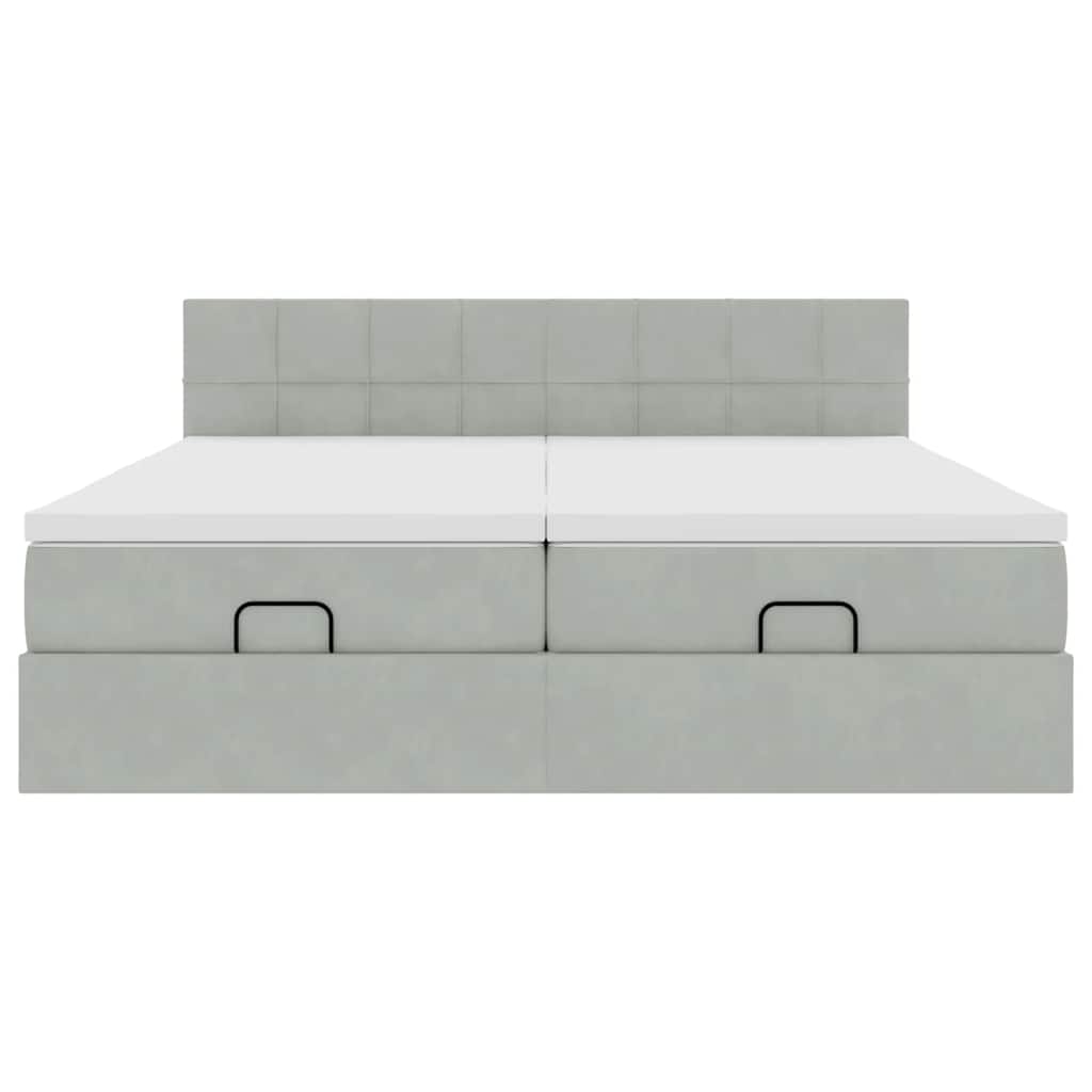 Ottoman bed met matrassen 200x200cm fluweel lichtgrijs