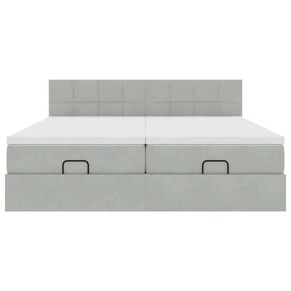 Ottoman bed met matrassen 200x200cm fluweel lichtgrijs