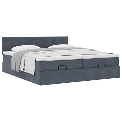 Ottoman bed met matrassen 200x200cm fluweel donkergrijs