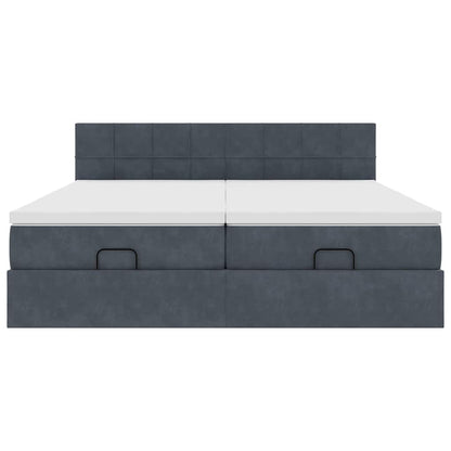 Ottoman bed met matrassen 200x200cm fluweel donkergrijs