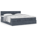 Ottoman bed met matrassen 200x200cm fluweel donkergrijs