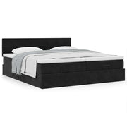 Ottoman bed 200x200 cm fluweel zwart met matrassen