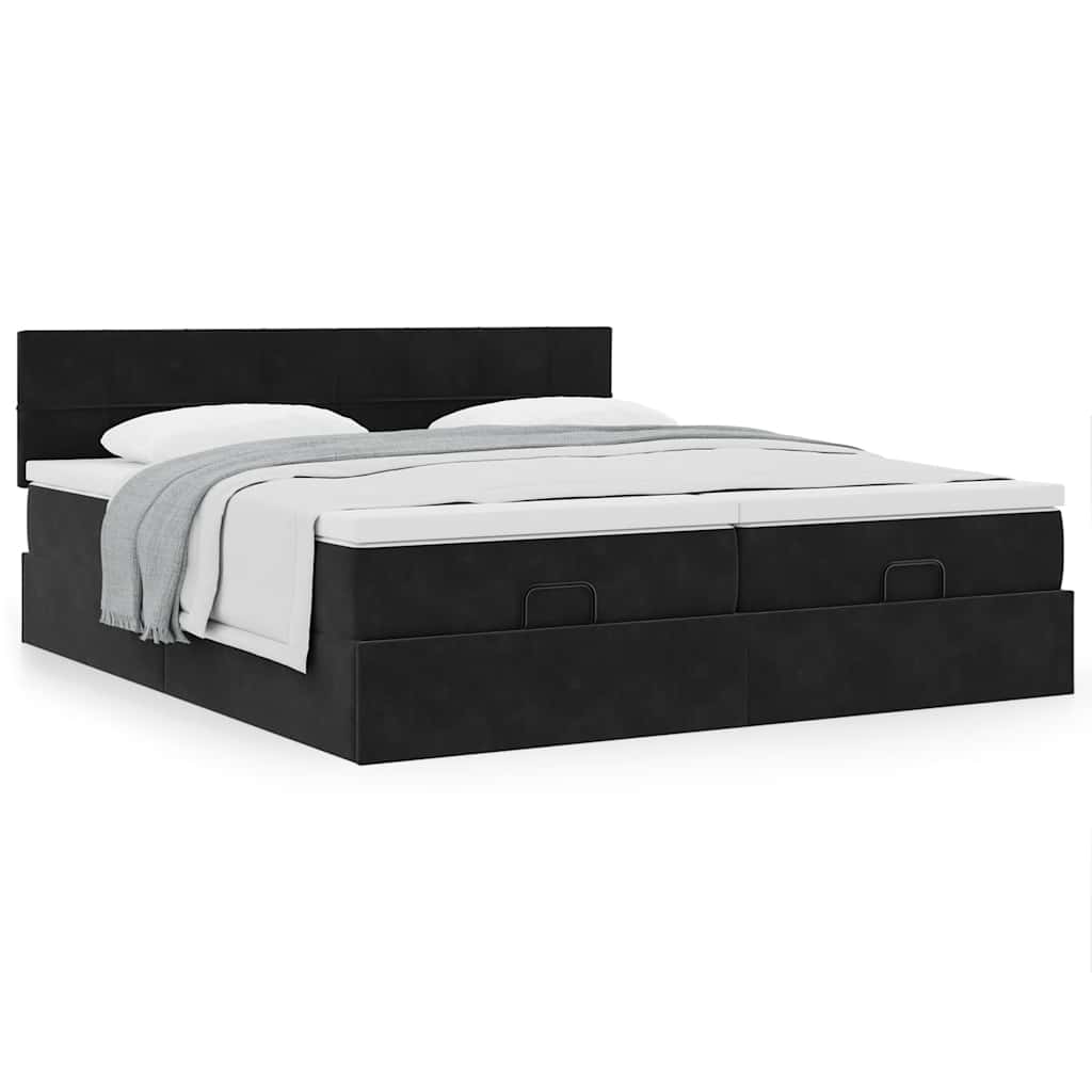 Ottoman bed met matrassen 200x200cm fluweel zwart