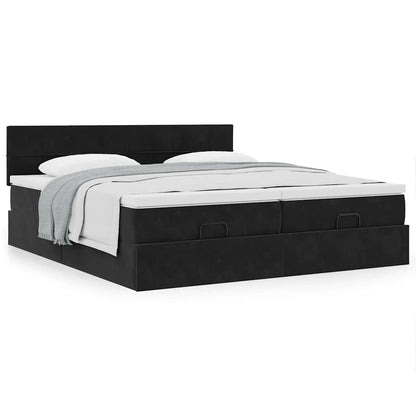 Ottoman bed met matrassen 200x200cm fluweel zwart