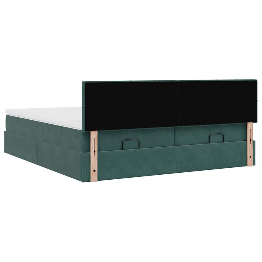 Ottoman bed met matrassen 200x200cm fluweel donkergroen