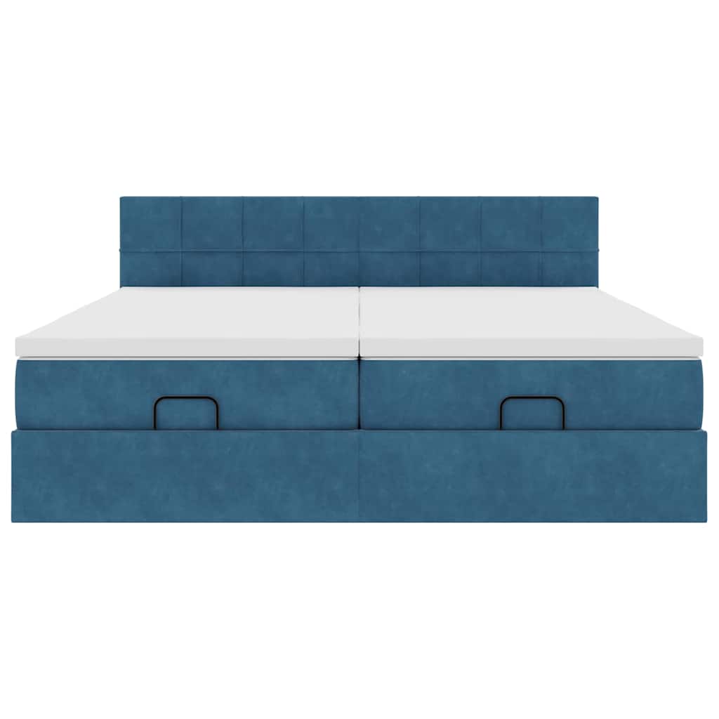 Ottoman bed met matrassen 200x200cm fluweel donkerblauw