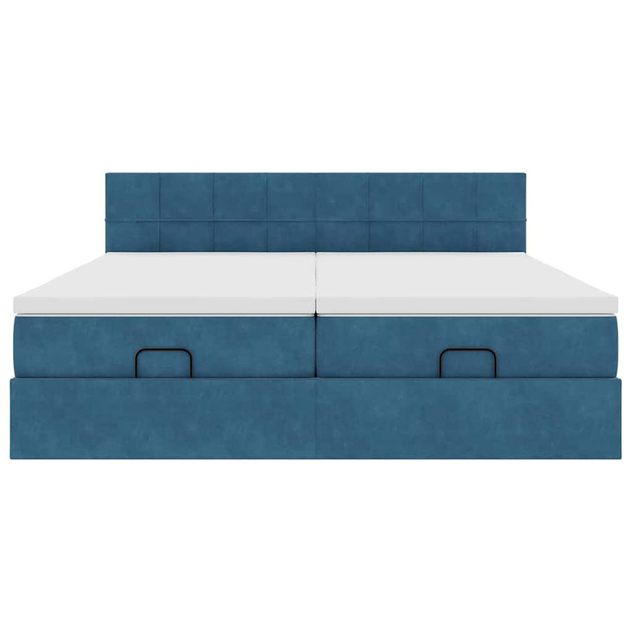 Ottoman bed met matrassen 200x200cm fluweel donkerblauw