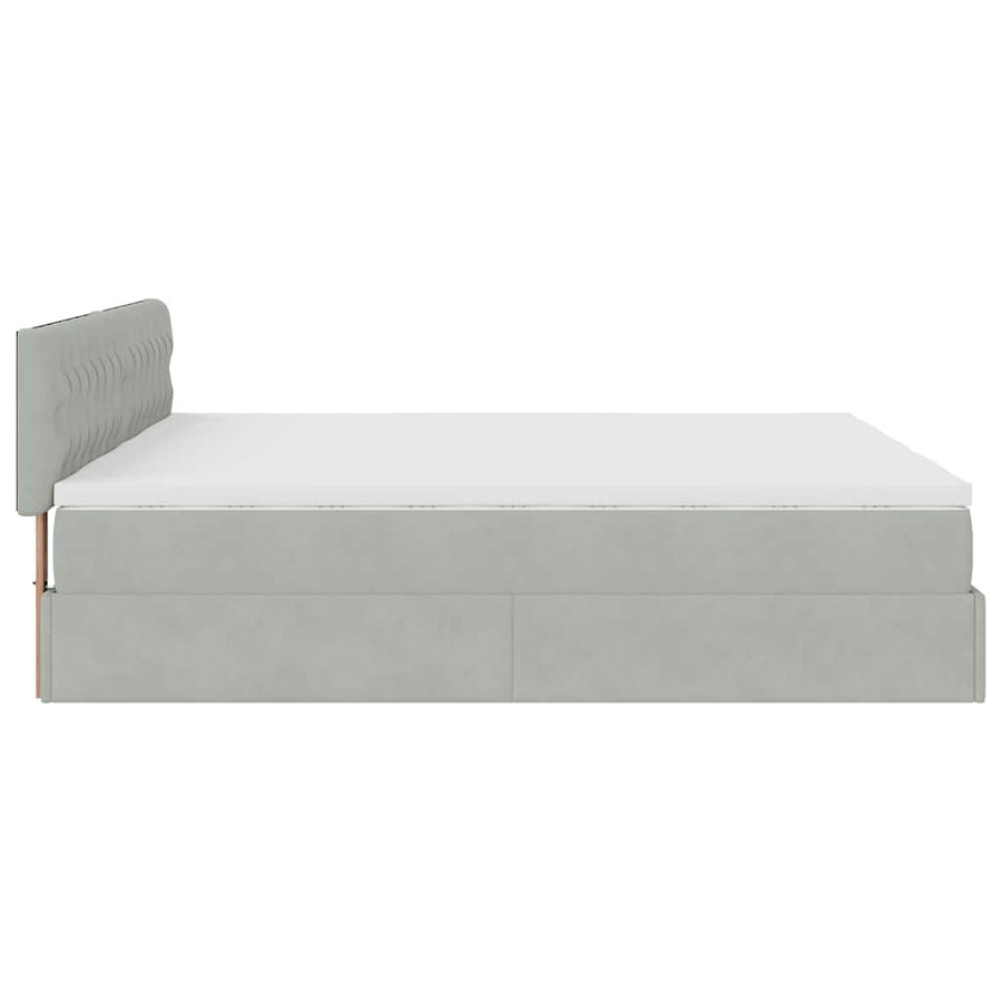 Ottoman bed met matrassen 160x200cm fluweel lichtgrijs