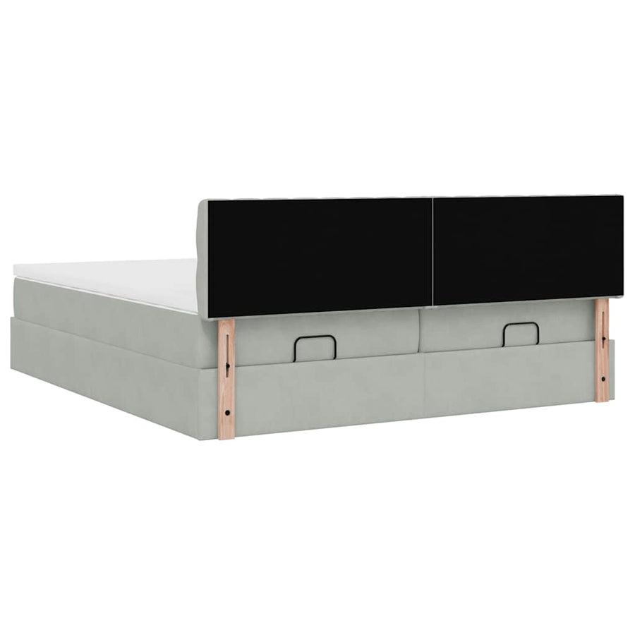 Ottoman bed met matrassen 160x200cm fluweel lichtgrijs