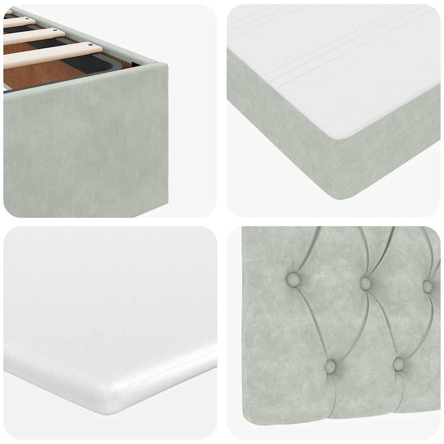 Ottoman bed met matrassen 160x200cm fluweel lichtgrijs