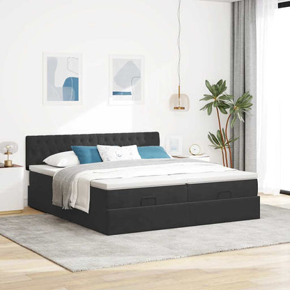 Ottoman bed met matrassen 160x200cm fluweel zwart