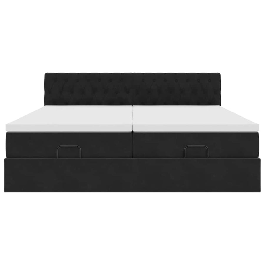 Ottoman bed met matrassen 160x200cm fluweel zwart