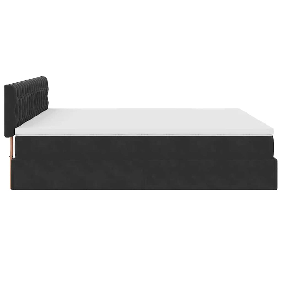Ottoman bed met matrassen 160x200cm fluweel zwart
