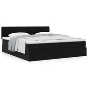 Ottomaans bed 160x200 cm fluweel zwart met opbergruimte