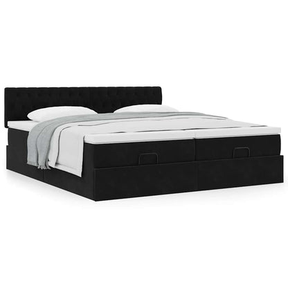 Ottoman bed met matrassen 160x200cm fluweel zwart