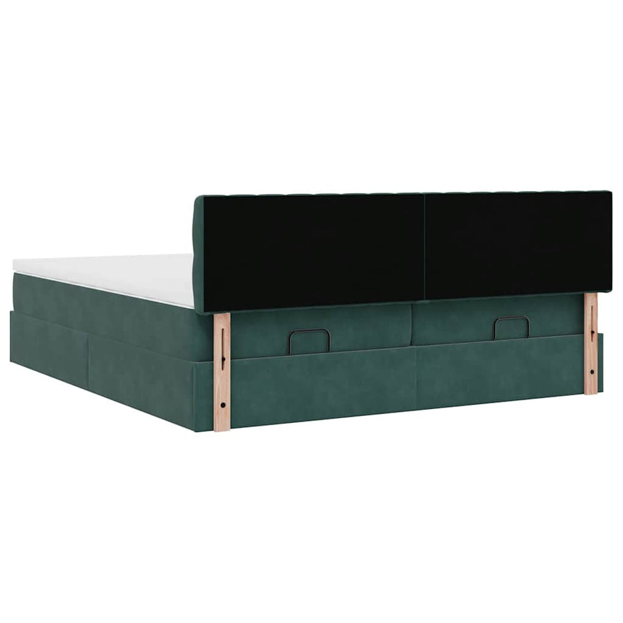 Ottoman bed met matrassen 160x200cm fluweel donkergroen