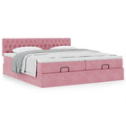 Ottoman storage bed with mattresses 160x200cm velvet pink