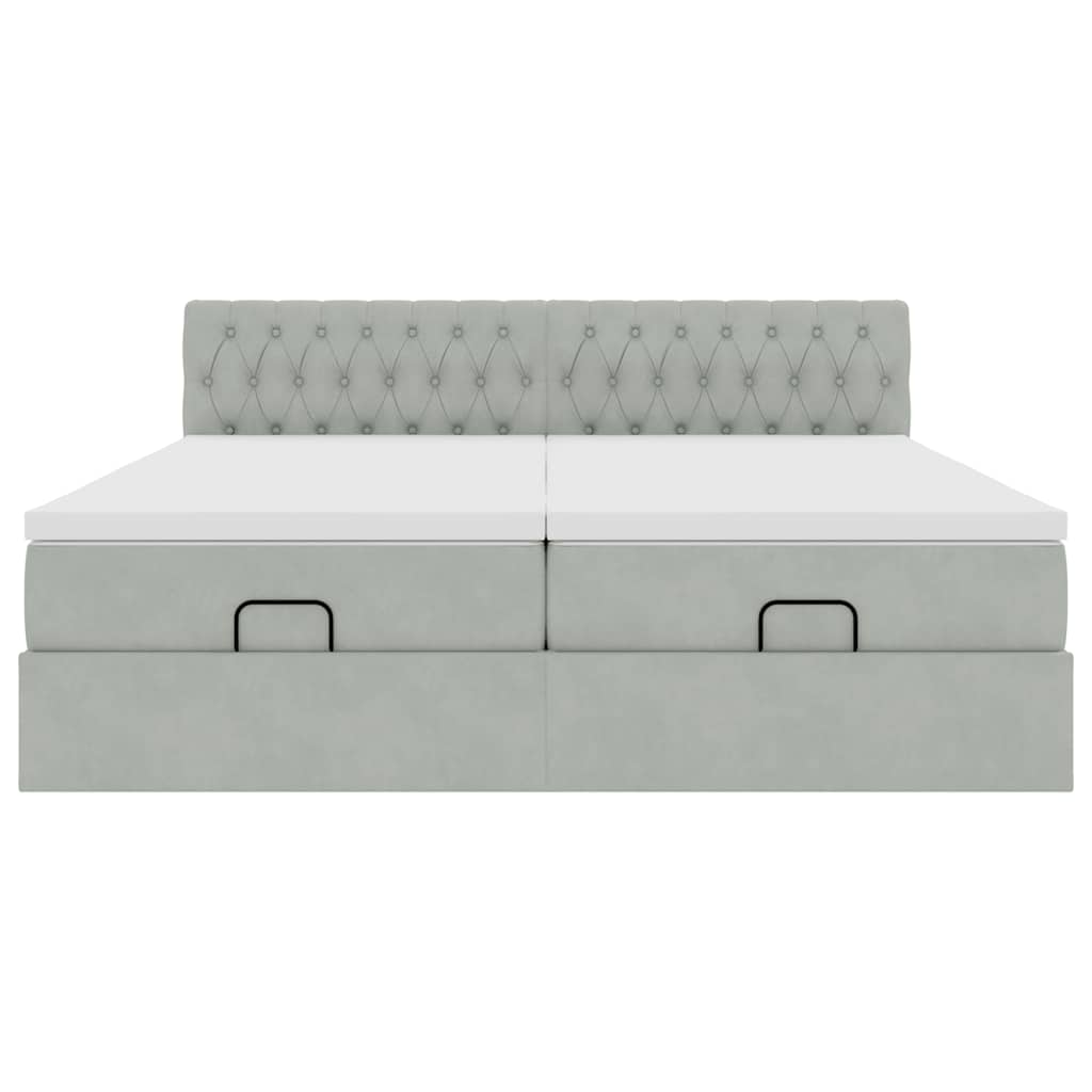 Ottoman bed met matrassen 180x200cm fluweel lichtgrijs