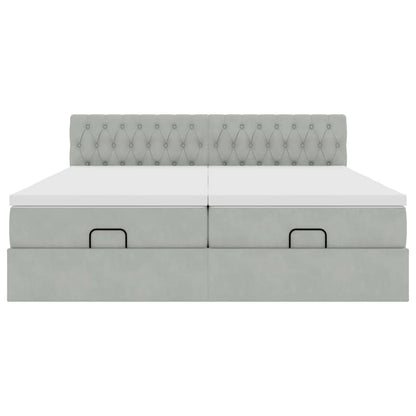Ottoman bed met matrassen 180x200cm fluweel lichtgrijs