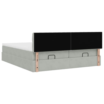 Ottoman bed met matrassen 180x200cm fluweel lichtgrijs