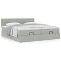 Ottoman bed met matrassen 180x200cm fluweel lichtgrijs