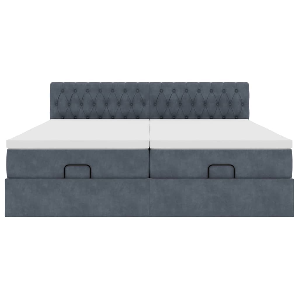 Ottoman bed met matrassen 180x200cm fluweel donkergrijs