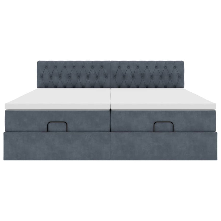 Ottoman bed met matrassen 180x200cm fluweel donkergrijs