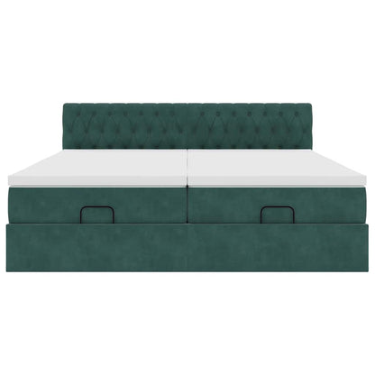 Ottoman bed met matrassen 180x200cm fluweel donkergroen