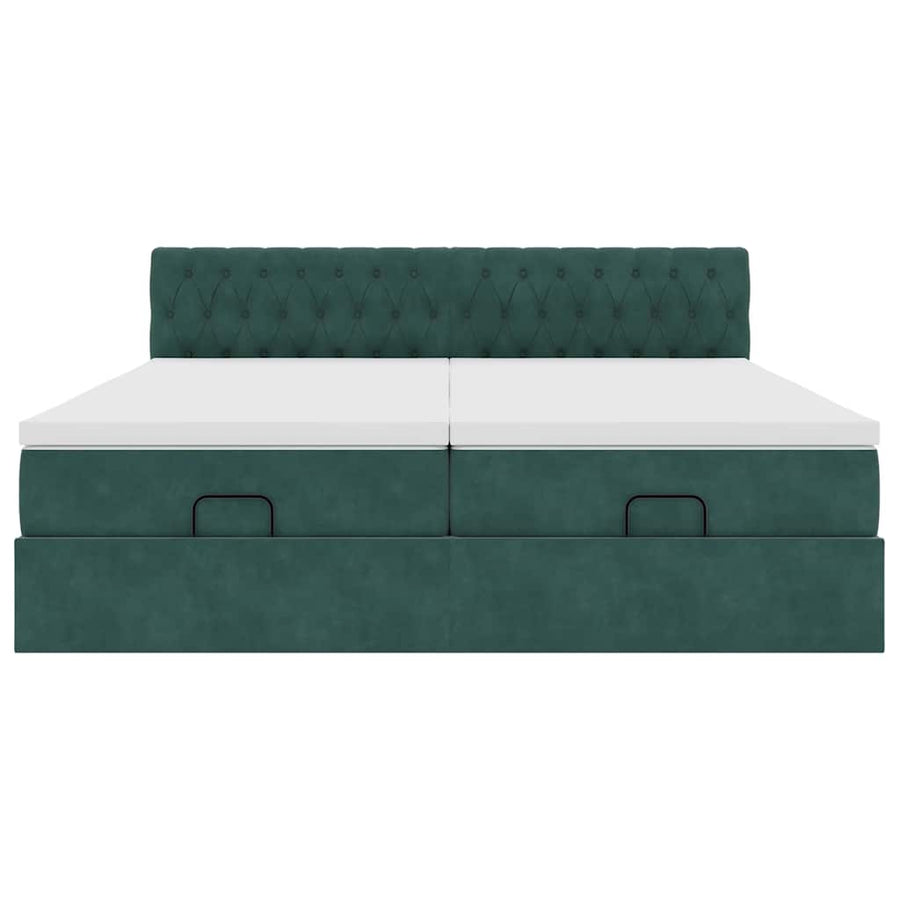 Ottoman bed met matrassen 180x200cm fluweel donkergroen