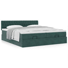 Ottoman bed with mattresses 180x200cm velvet dark green