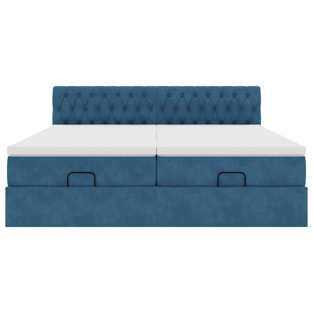 Ottoman bed met matrassen 180x200cm fluweel donkerblauw