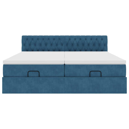 Ottoman bed met matrassen 180x200cm fluweel donkerblauw